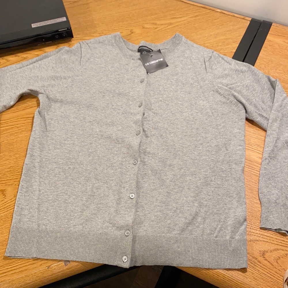 NWT Liz Claiborne Gray Cardigan
